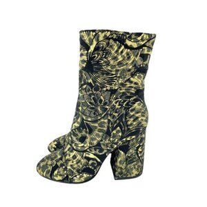 Ash Boots Flora Metallic Jacquard Ankle Boots Shoes Block Heel SZ 38 New